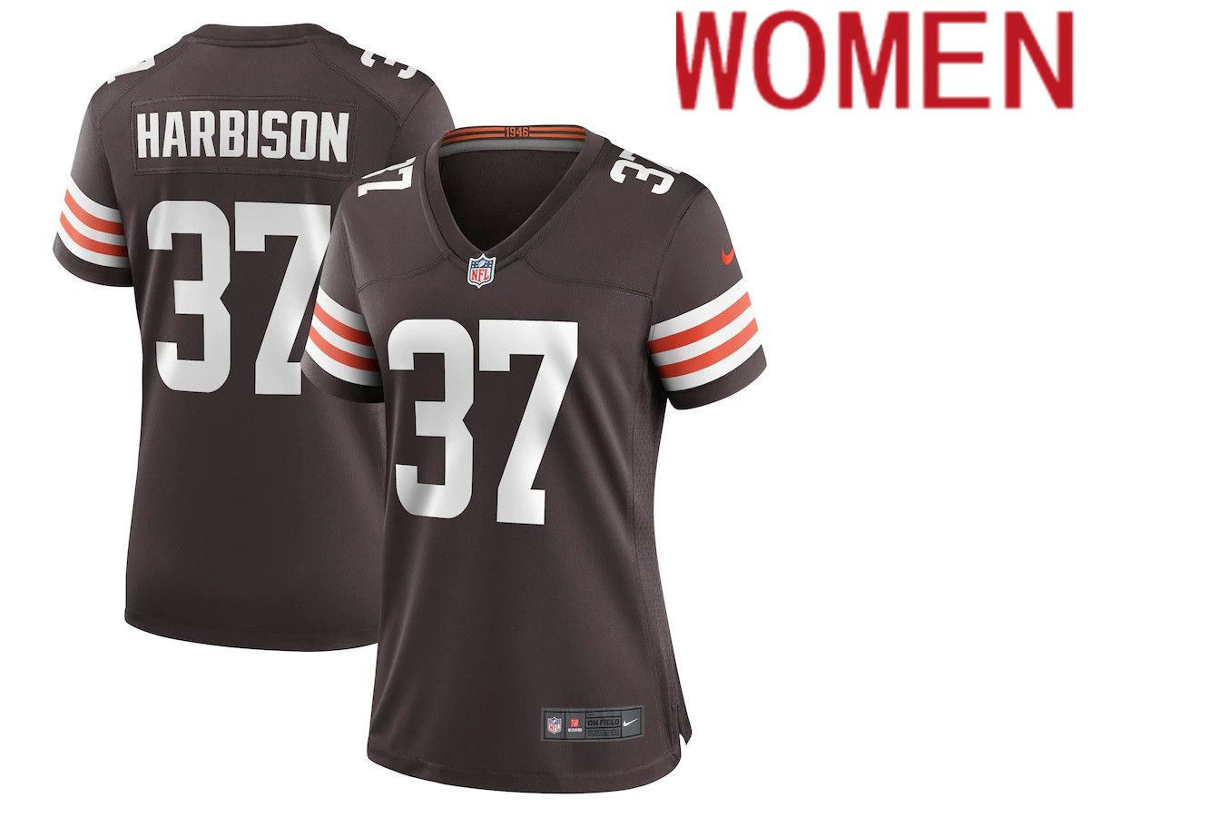 Women Cleveland Browns 37 Tre Harbison Nike Brown Game NFL Jersey